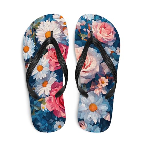Vibrant Floral Flip-Flops, Comfortable Summer Sandals, Trendy Beach Footwear, Casual Outdoor Shoes, Stylish Footwear