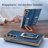 NIFBANG Skórzane etui do Samsung Galaxy Z Fold 7 z uchwytem na telefon komórkowy, stojak obracany o 360°, skórzane etui, ochrona zawiasów, odporne na uderzenia, odporne na zarysowania, etui ochronne z