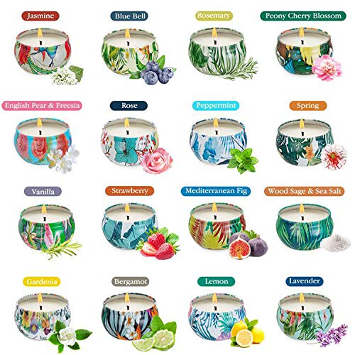 Scented Candles Gift Set for Women Soy Aromatherapy Candle, 16 x 2.5 Oz Natural Soy Wax and Christmas Card - Fall Candles Making kit Spice Candle for Adults Friends Birthday