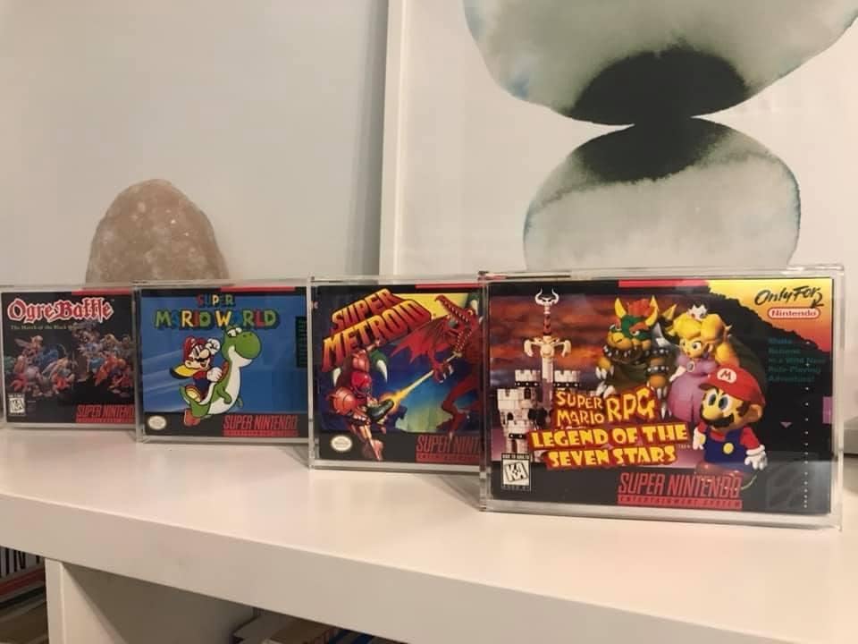 Image of EVORETRO SNES & N64 Game Storage Display Acrylic Protector Case Compatible with Nintendo N64 Game Holder & SNES Game Storage Boxes - 4MM Acrylic SNES Box Protector Clear Case (2 Pack)