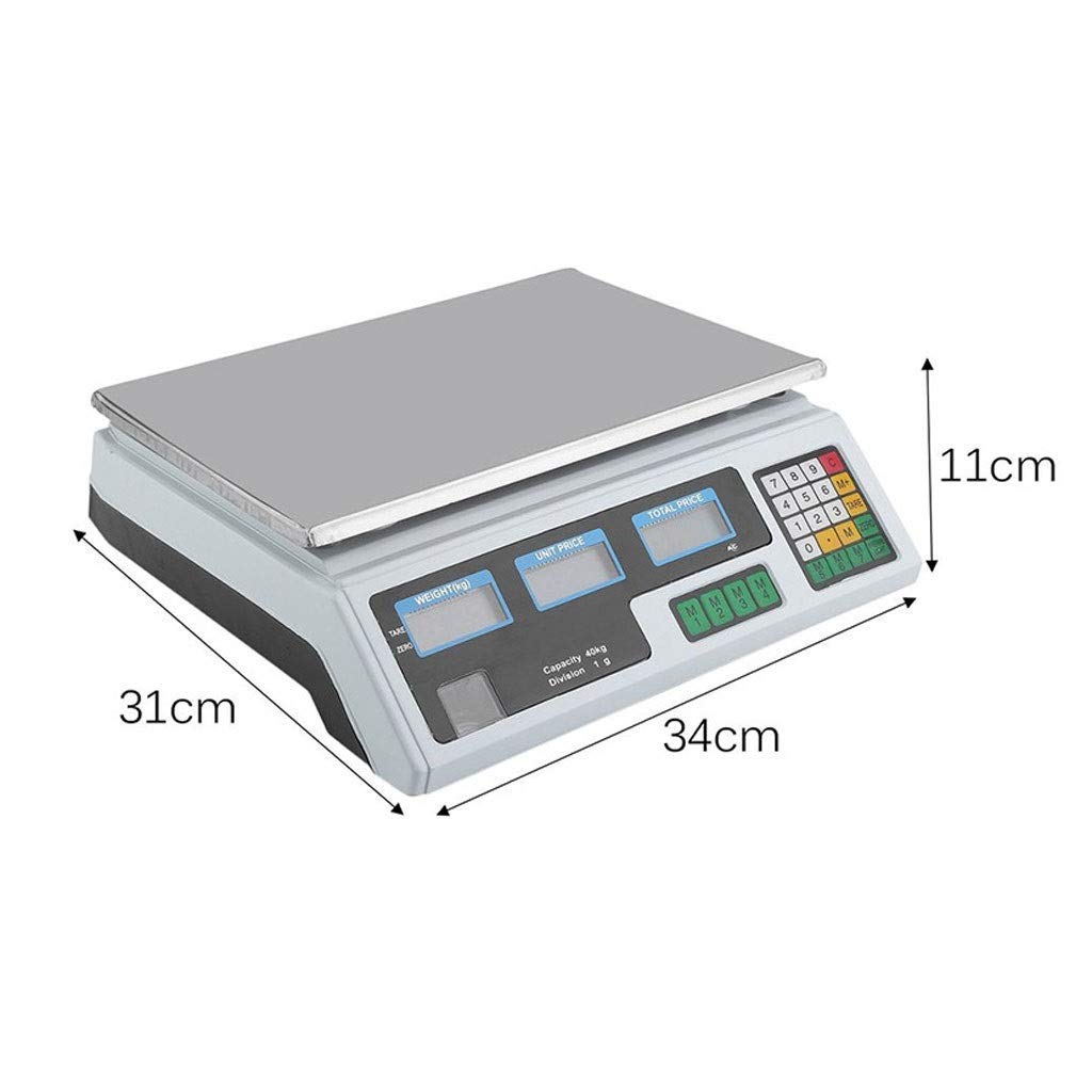 Elektroniczna waga obliczeniowa, waga platformowa z podświetlanym wyświetlaczem LED, stal nierdzewna Cyfrowa waga cenowa Pocztowa przemysłowa waga sklepowa (30 kg, czarna) Kompaktowe przechowywanie,