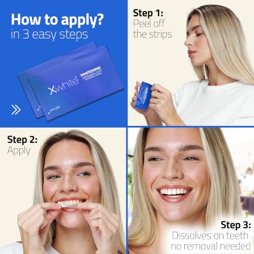 Image of Xwhite 7 Day Teeth Whitening Kit -14 Strips - Halal Certified, Vegan, Pap+, Alcohol-Free, Peroxide-Free, Dissolving Strips for Sensitive Teeth (Advanced Whitening)