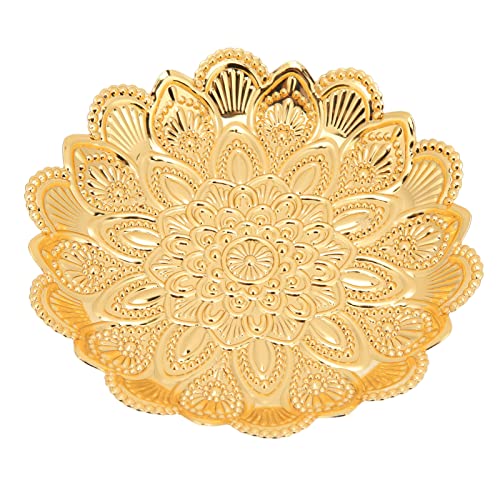 TOTITOM Gold Fruit Bowl Retro Electroplating Pattern Smoother Surfaces Snack Tray for Family Dinners Parties Pastries Candies Decorative Bowls for home Decor