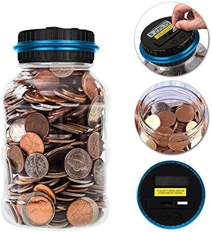 Coin Piggy Bank Counter LCD Counting Coin Money Bank Toys Gifts (Blue)