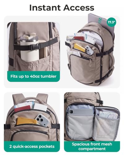 BAGSAMRT-35L-Travel-Backpack-for-Men-Women-17-In-Carry-on-Backpack-Beige