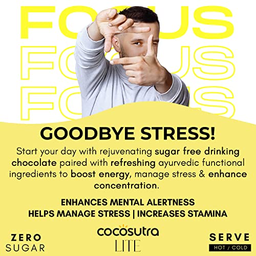 Image of Cocosutra RELAX & FOCUS Sugar Free Drinking Chocolate Hamper | 2 * 10 Single Serve Sachets | For better sleep support & for mental alertness | Low Carb, Low Calorie | Stevia & Erythritol based | 400g