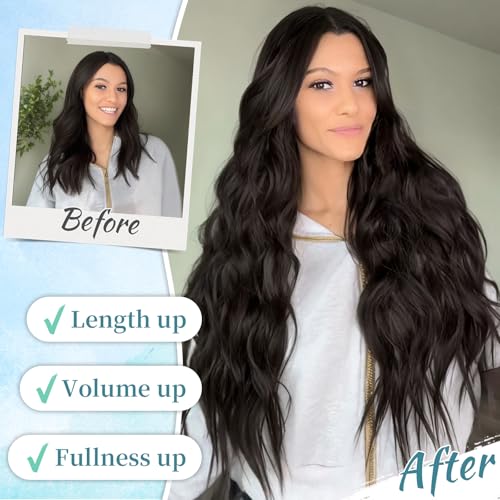 Image of KooKaStyle Wavy Thick Clip in Hair Extensions 24 inch Dark Brown
