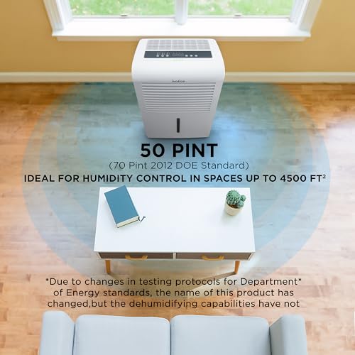 Ivation 50 Pint Smart Wi-Fi Dehumidifier, App Control, 4,500 Sq Ft, Hose