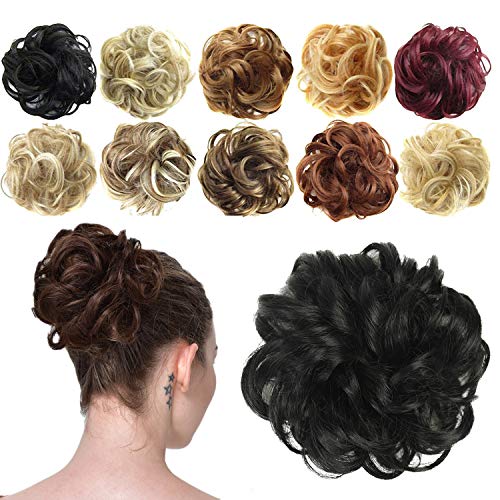 FESHFEN Hair Bun Extensions Messy Curly Hair Scrunchies Hairpieces Synthetic Donut Updo Hair Pieces for Women Girls