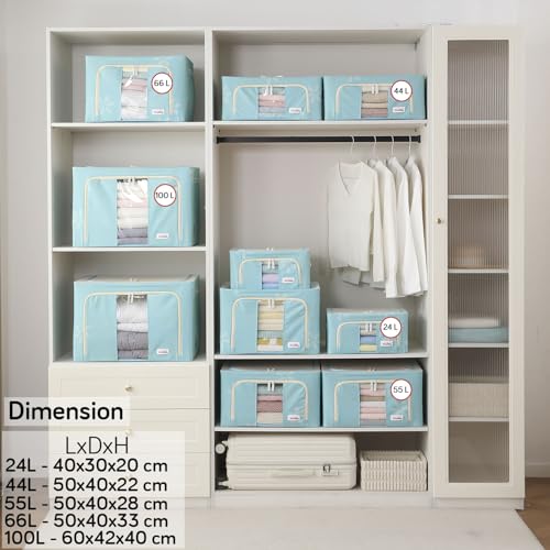 Image of BlushBees Living Box - Storage Boxes for Clothes, Shirts, Saree Cover (BLUE, 24 Ltr - Pack of 1) (AR-482)