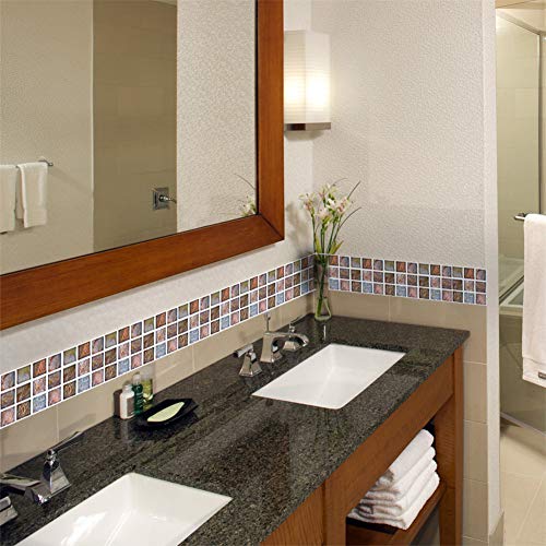 Jlcp 10X10Cm Mosaic Tile Stickers, Abstract Seashell Pattern 18Pcs Pvc Waterproof Peel And Stick Backsplash Decorative Wall Tiles Decal For Kitchen Bathroom #TOP4