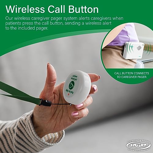 Smart-Caregiver-Two-Call-Buttons-Wireless-Caregiver-Pager-for-Fall-Prevention-and-Elderly-Assistance-Caregiver-Call-Button-with-Wearable-Lanyard-Nurse-Call-Alert-System-with-Up-to-300-Range