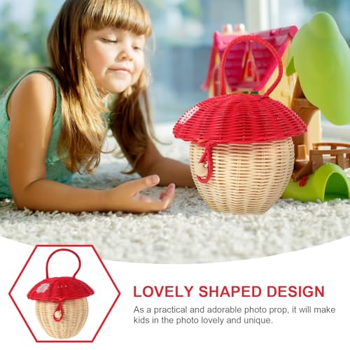 Panier en rotin champignon Operitacx pour rangement de jouets