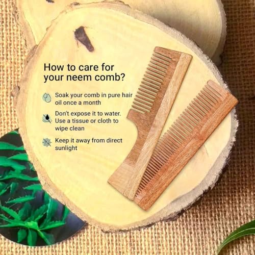 Image of Maak Naturals Neem Wood Comb For Hair Growth | Hair comb set combo for Women & Men |100% Kachi Neem Kangi | Kanghi for Hair (Pack of 2)