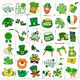 St. Patrick's Day Temporary Tattoos for Kids & Adults, 120 Irish Shamrock, Leprechaun, Gold Coins, Beer Mug Designs Waterproof & Easy to Apply Party Favors for Parade, School, Photo Booth, Cosplay