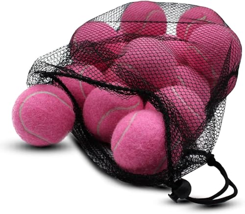 Magicorange Tennisbälle, 20 Stück, fortgeschrittene Trainings-Tennisbälle, Übungsbälle, Haustier-Hund-Spielbälle, kommen mit Netztasche für einfachen Transport (Rosa)