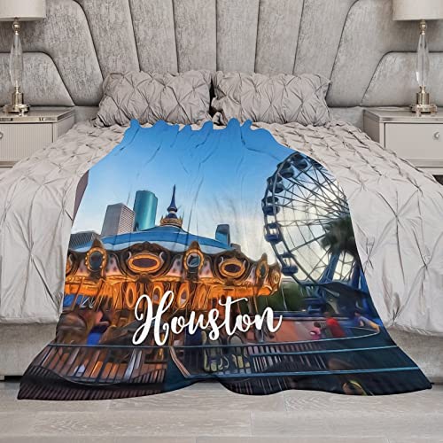 Couverture douce et chaude imprimée Houston avec flanelle double face