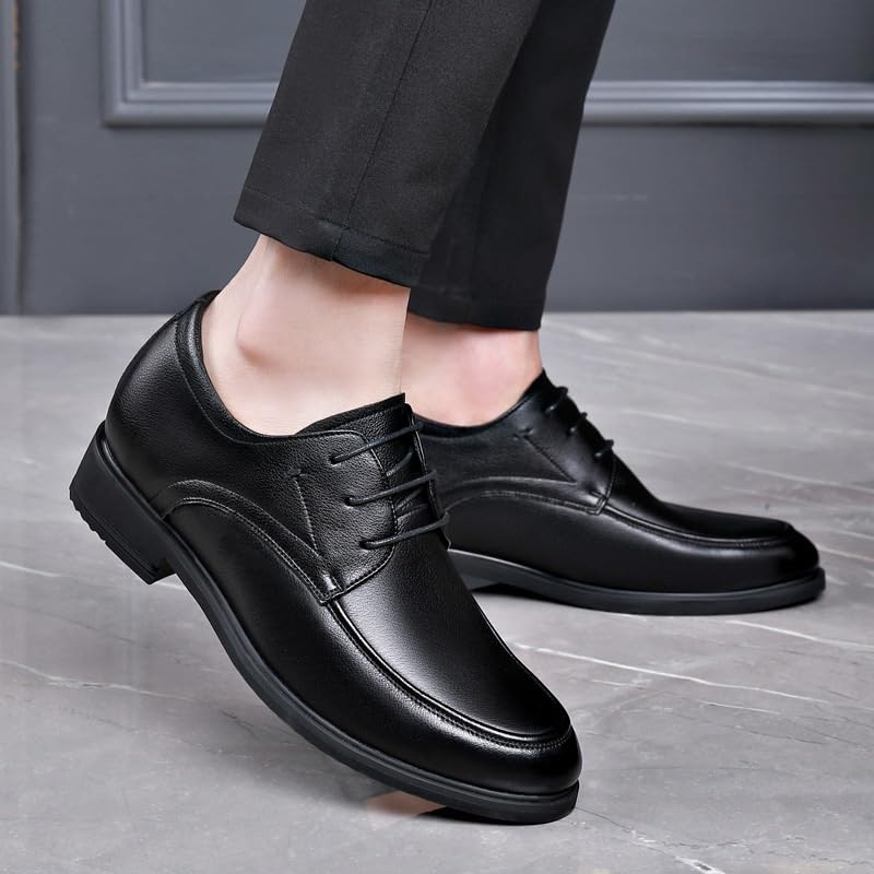 Dress Oxford Formal Shoes for Men Lace Up Comfort Orthopedic Business Anti-Slip Non Slip Rubber Sole Block Heel Shoe Genuine Leather3