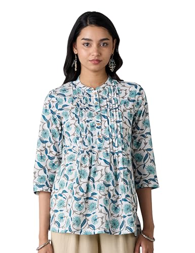 Image of Amazon Brand - Myx Women Cotton Printed A-line Short Kurti (Available in Plus Sizes)