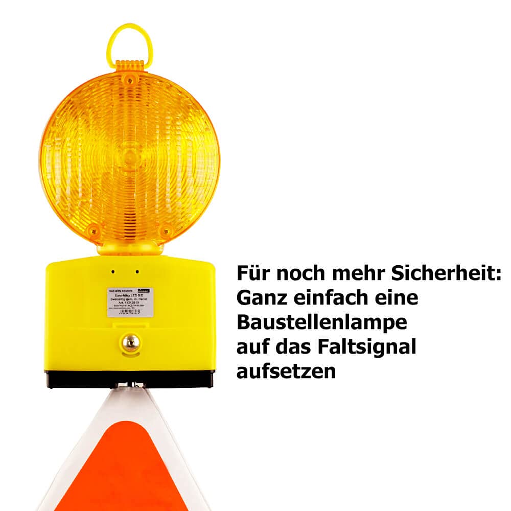 NISSEN Faltsignal SL 70 cm weiß tagesleuchtend Kunststoff Stahl Warnsymbol Mäharbeiten