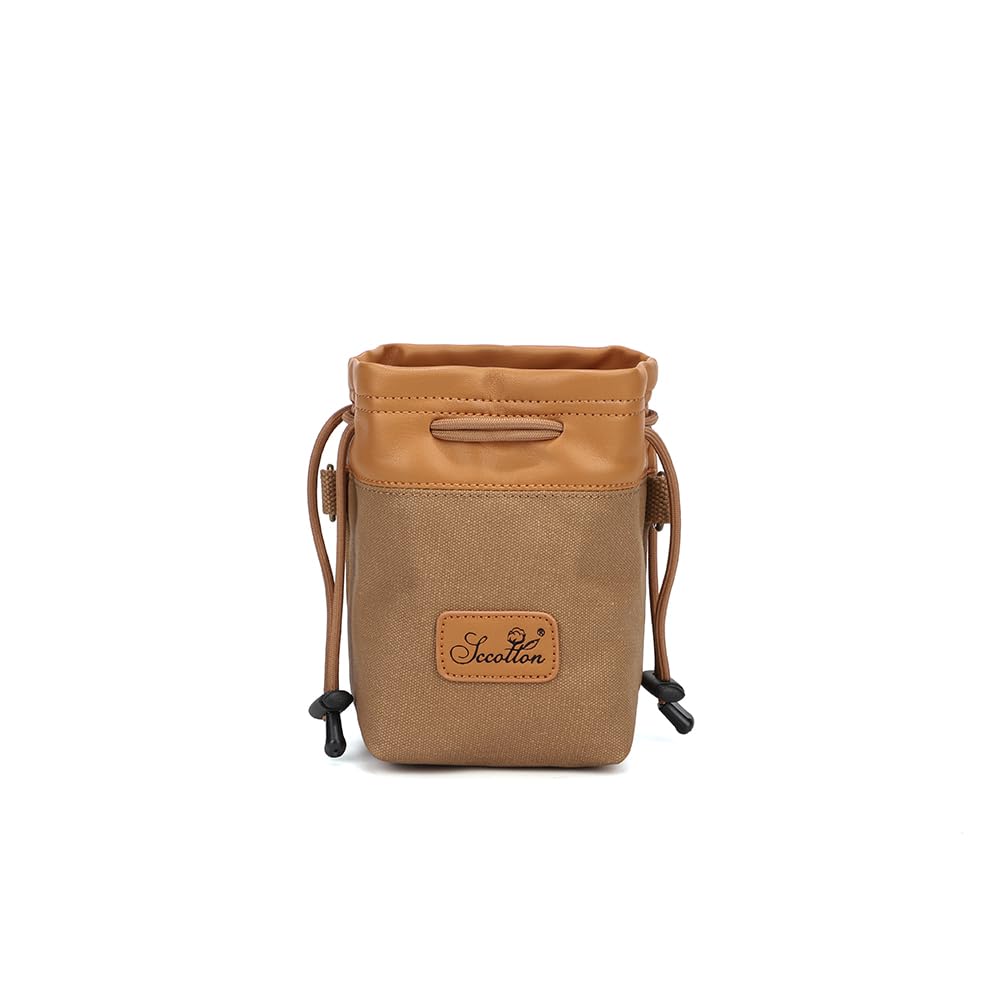 Sacoche vintage pour objectif d'appareil photo, sac à bandoulière pour appareil photo (Kaki, L)