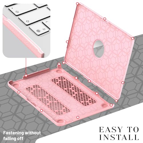 Image of ProElite Case for MacBook Neo 13 inch 2026, Fabric Material Hard Shell with Slim TPU Bumper and Fold Kickstand, Pink