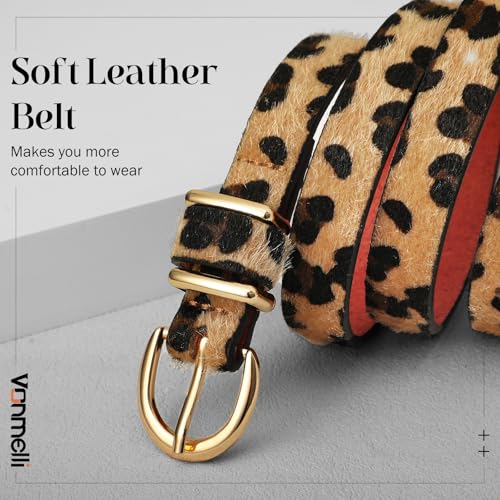 VONMELLI Womens Skinny Leather Belt Thin Waist Belts for Women Fashion Dress Jeans with Gold Buckle2