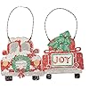Primitives by kathy hand lettered trucks wood christmas ornaments set of 2  urban country home decor