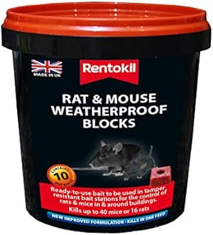 Rentokil PSMR42 Rat and Mouse Weatherproof Blocks, Black, 11.5 x 11.5 x 11.5 cm