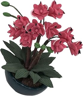 Alasum Artificial Orchid Flower Miniature Dollhouse Plants Bonsai Tree Potted Artificial Plants Bonsai Pine Tree Faux Potted Plant Flower Arrangements Greenery Home Decor Rosy