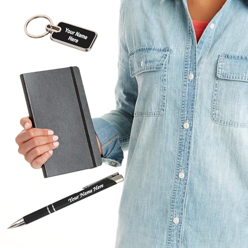 Image of Personalized Diary, Metal Pen & Keychain Set | Size A5-192 Page Writing Journal | Engraved Gift Set for Office, Corporate Events, Diwali, Christmas & Special Occasions