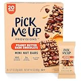 Pick Me Up Provisions Mini Peanut Butter Dark Chocolate Nut Bar, 20 Bars, Perfect for Lunches, Protein Snack