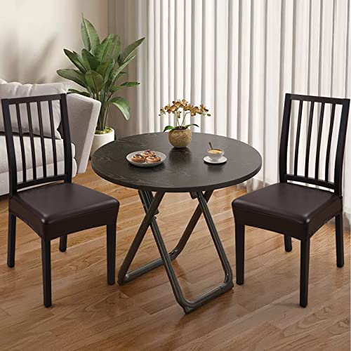 Yisun Dining Chair Covers, Solid Pu Leather Waterproof And Oilproof Stretch Dining Chair Protector Cover Slipcover (Coffee, 4 Pack) #TOP1