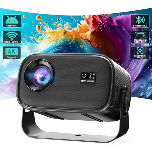 Proyector 4k, Mini Proyector Portátil Hitoritabi HD, TV Proyector para Movil Cine en Casa Videoproyector Bluetooth WiFi, 1080P, 15000LM, Enfoque Eléctrico