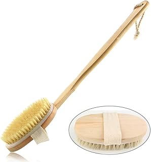 Dusenly Natural Long Handle Wood Body Brush Massager Bath Shower Back Spa Scrubber Wooden Rubbing Brush Cleaning Brush Bath Brushes