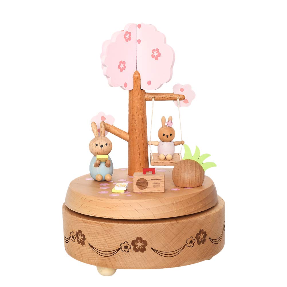 ERINGOGO 1stück Kreative Holz-spieluhr Im Hasen-design Dekorative Musikbox Für Ostern Niedliches Holzspielzeug Für Wohn Und Schlafzimmer Stilvolle Geschenkidee Für Feiertage