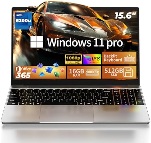 MOONFISH 2026 Laptop Computer Window 11, Core i5 Processor 15.6 Inch Lap Top, 16GB RAM 512GB SSD, Backlit Keyboard, FHD 1920 * 1080, Office 365, Business, Student