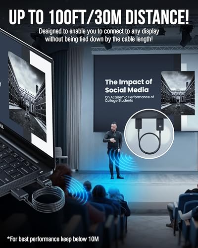 Image of SABRENT Wireless HDMI Transmitter and Receiver 100FT /30M, 1080p@60Hz Plug and Play, No Wi-Fi Required, Stream from PC or Laptop to TV or Projector (DA-H1R1)