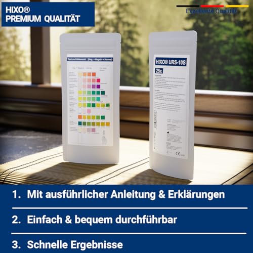 25x Gesundheitstest 10in1 Urin mit 10 Indikatoren - Selbsttest Zuhause & Professionell - Analyse Teststreifen – Glucose, Ketone, Bilirubin u.v.m.