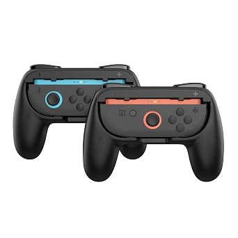 GAMFAMI Grip for Nintendo Switch Joy-C on, [Ergonomic Design] Wear-Resistant Comfort Game Controller Handle Kit for Nintendo Switch 2 JoyC on 2-Pack Pure Black