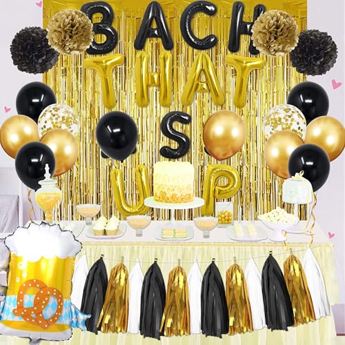 Image of Bachelorette Party Decorations - Bach That Balloons Banner Sign Brunch Bridal Shower for Gold and Black Nash Bachelorette Party Supplies