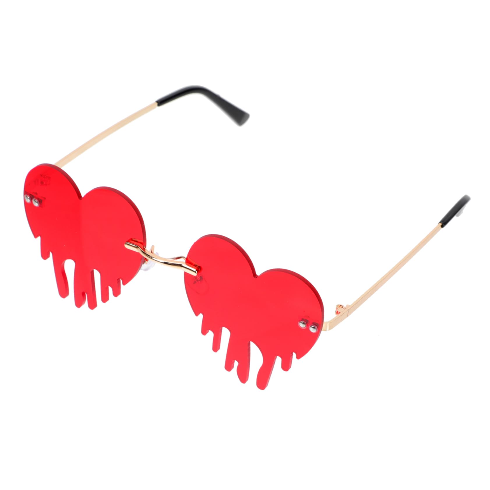 KOMBIUDA Funny Heart-shaped Tears Sunglasses Set Party Sunes Es Unique Rimless Glasses Props