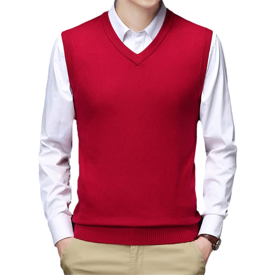 Pull classique homme col en V rouge sans manches XXL casual - 7