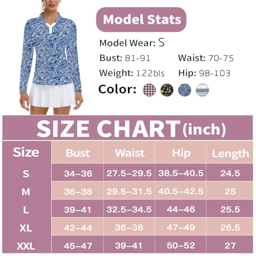 Image of Soneven Womens Golf Shirts Moisture Wicking V Neck Long Sleeve Polo Shirts Collared Tops