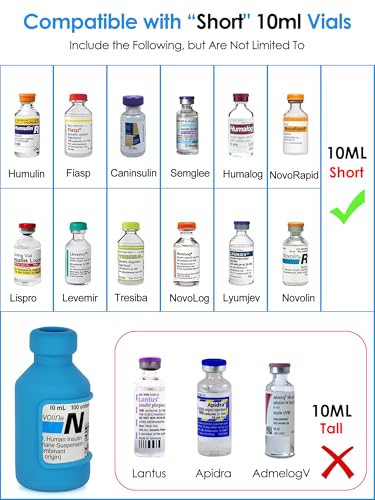 Image of YOUSHARES Insulin Vial Cover Insulin Bottle Protector - Silicone Protective Case for 10ml Short Insulin Vials, Durable Vial Case, Soft and Flexible Diabetes Vial Care