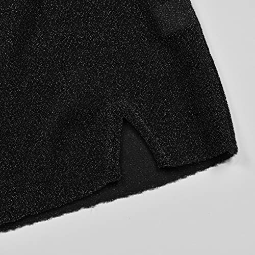 CsgrFagr Conjuntos de mocassins de poliéster cor sólida para meninas e meninas com glitter, Preto, M