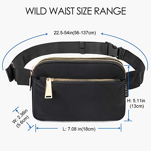 Zorfin Fanny Packs For Women Men, Black Crossbody Fanny Pack, Belt Bag With Adjustable Strap, Fashion Waist Pack For Outdoors/Workout/Traveling/Casual/Running/Hiking/Cycling (Black) #TOP1
