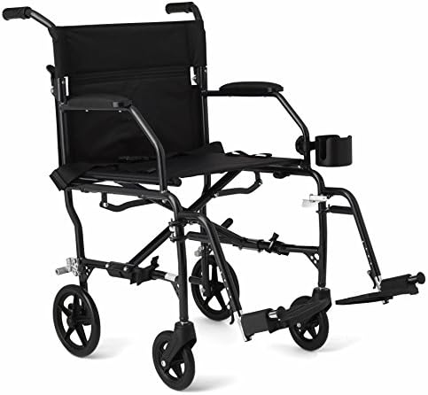 Medline Ultra Lightweight Transport Wheelchair for Adults, Foldab...