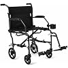 Medline Ultra Lightweight Transport Wheelchair for Adults, Foldable, 19-Inch Seat Width, Black Frame, Black Upholstery