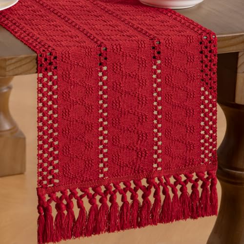 Chemin de table de Noël rouge 152 cm, l'accessoire textile idéal à offrir